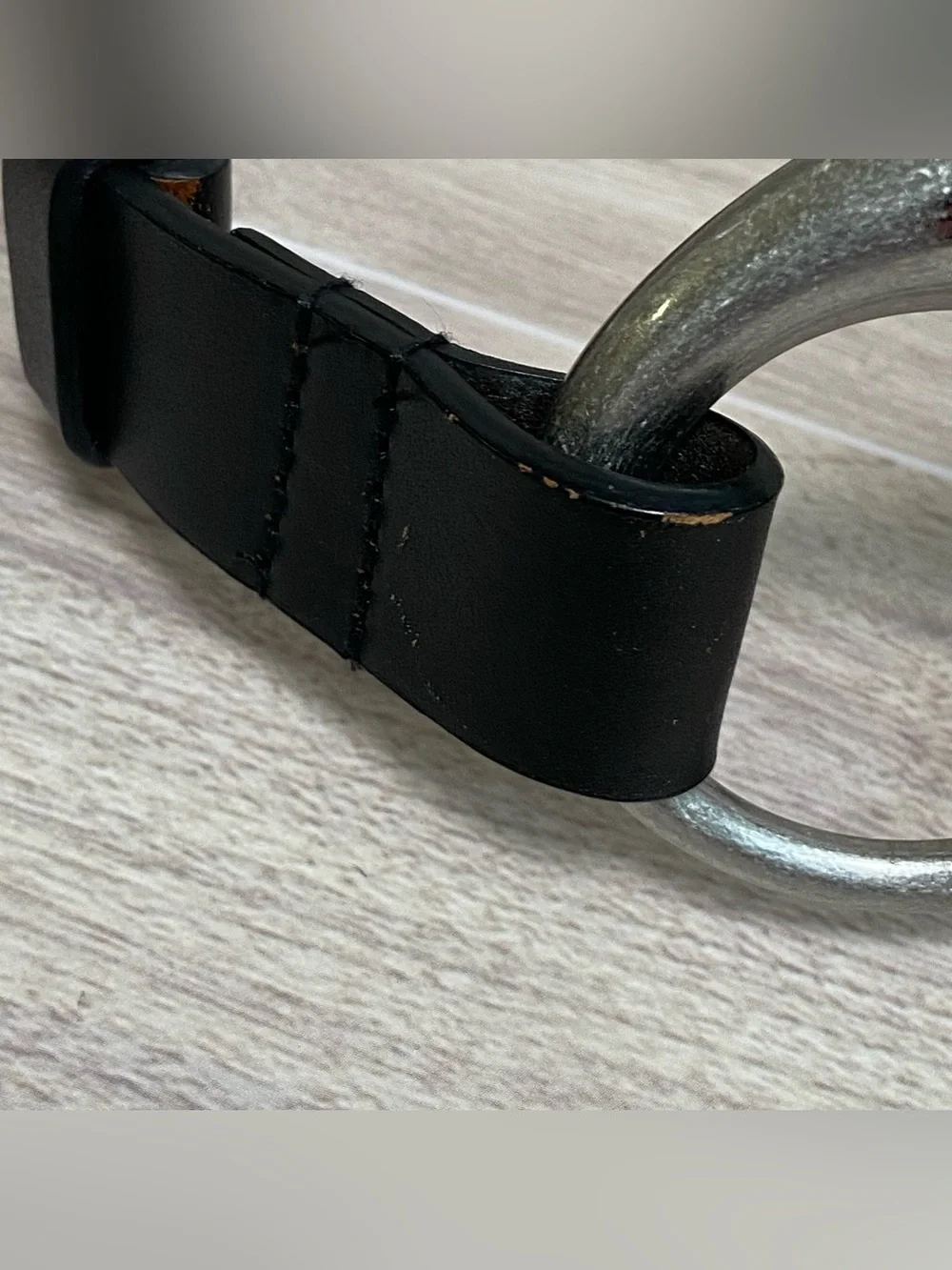 CHICO'S / Black Leather Silver Buckle Adjustable Belt